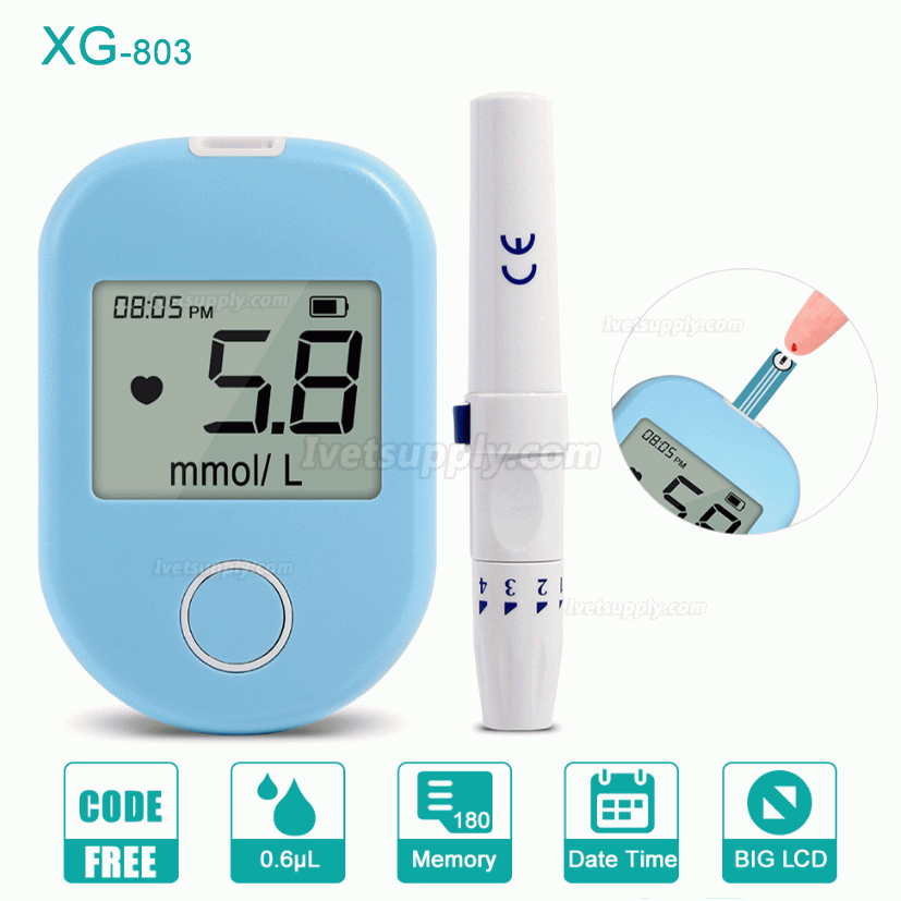 Vet Veterinary OLED Digital Sugar Level Test Device Pets Blood Glucose Diabetes Meter